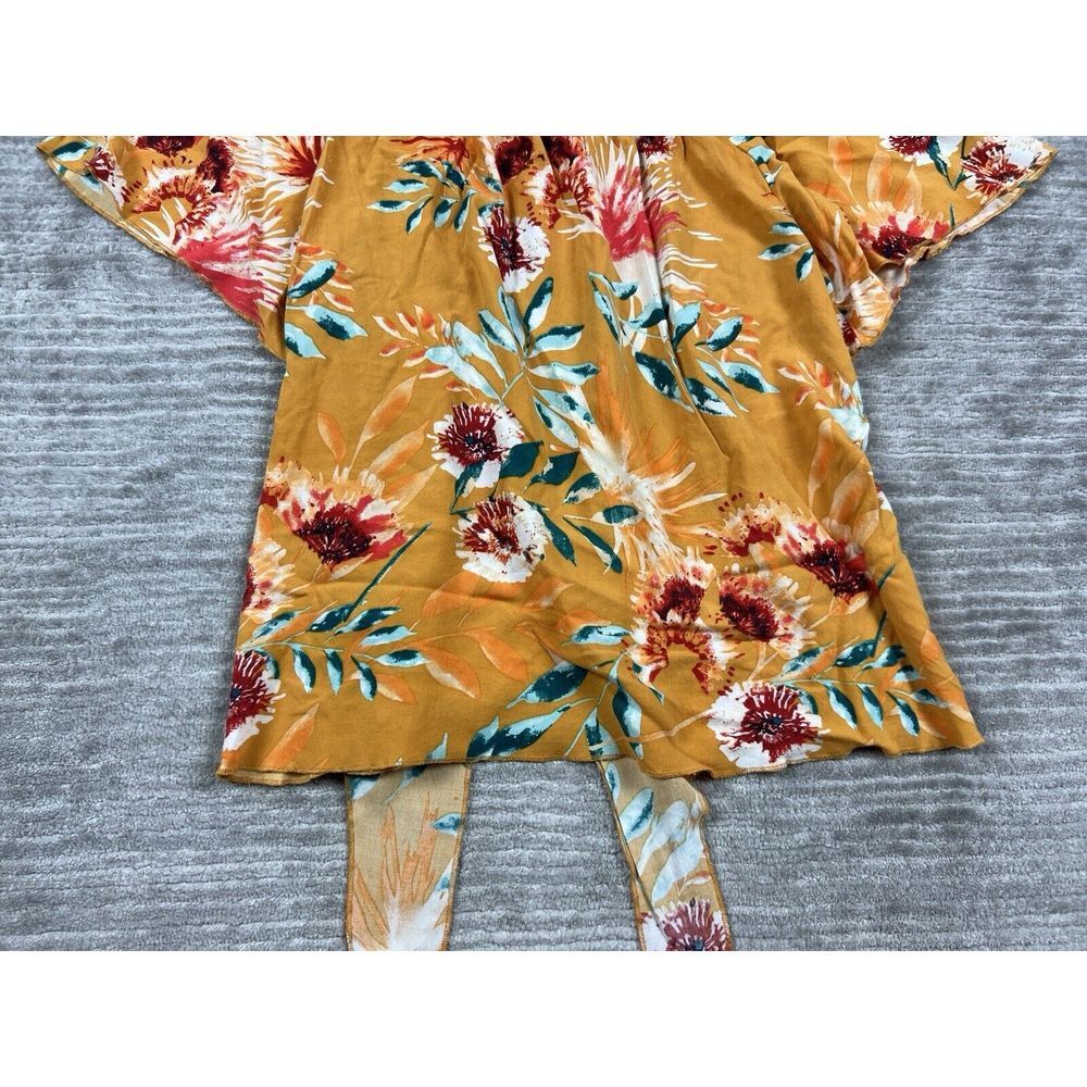 Miss LiLi Top Womens‎ 1X Orange Floral Off Shoulder Tied Front Rayon - Picture 8 of 12